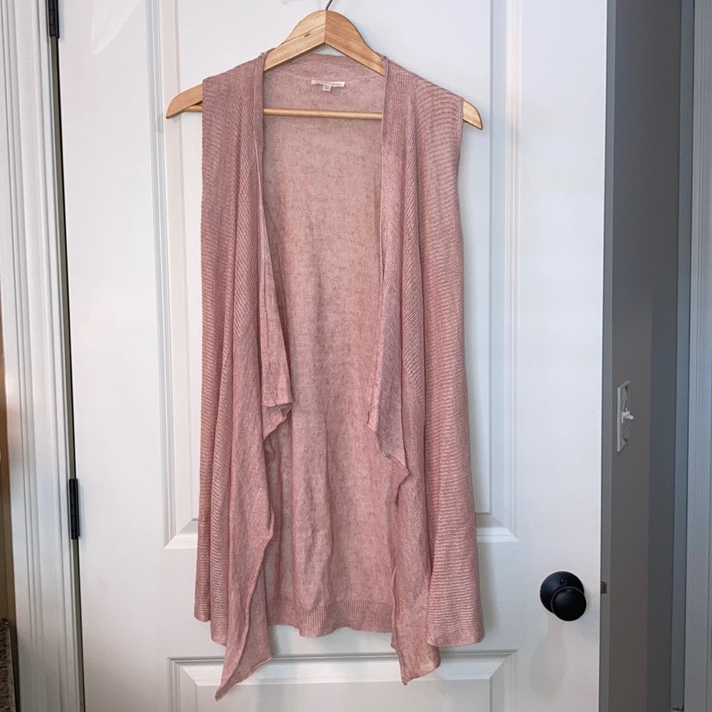 Eileen Fisher linen cascading open cardigan vest